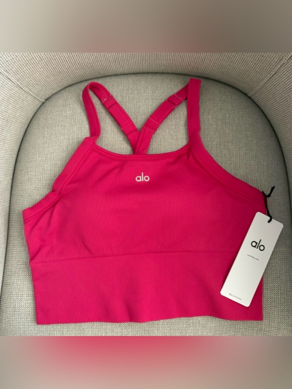 ALO Yoga seamless rib favorite bra tank PINK SUMMER CRUSH